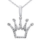 <span style="color:purple">SPECIAL!</span>.25ct G SI 14K White Gold Diamond Crown Pendant Necklace 18" Long Chain
