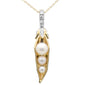 <span style="color:purple">SPECIAL!</span>.13ct G SI 14K Yellow Gold Diamond Pearl Pendant Necklace 18" Long Chain
