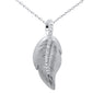 <span style="color:purple">SPECIAL!</span> .06ct G SI 14K White Gold Diamond Leaf Pendant Necklace 18" Long Chain