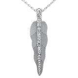 <span style="color:purple">SPECIAL!</span>.13ct G SI 14K White Gold Diamond Leaf Pendant Necklace 18" Long Chain