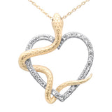 .25ct G SI 14K Yellow Gold Diamond Heart & Snake Pendant Necklace 18" Long Chain