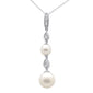 <span style="color:purple">SPECIAL!</span>.16ct G SI 14K White Gold Diamond Pearl Pendant Necklace 18" Long Chain