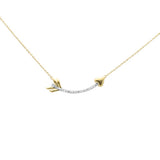 .10ct G SI 14K Yellow Gold Diamond Arrow Pendant Necklace 18" Long Chain