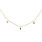 .09ct G SI 14K Yellow Gold Diamond & Emerald Gemstones Pendant Necklace 18" Long