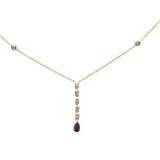 <span style="color:purple">SPECIAL!</span> .49ct G SI 14K Yellow Gold Diamond & Ruby Gemstones Pendant Necklace 16+2" EXT