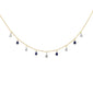 <span style="color:purple">SPECIAL!</span> .93ct G SI 14K Yellow Gold Diamond & Blue Sapphire Gemstones Pendant Necklace 16+2" Ext Long