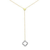 .09ct G SI 14K Yellow Gold Diamond Flower Pendant Necklace 16" Long