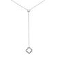 .09ct G SI 14K White Gold Diamond Drop Flower Pendant Necklace 18" Long