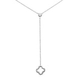 .09ct G SI 14K White Gold Diamond Drop Flower Pendant Necklace 18" Long