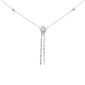 <span style="color:purple">SPECIAL!</span>.55ct G SI 14K White Gold Diamond Round & Baguette Pendant Necklace 16+2" Ext Long