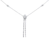 .55ct G SI 14K White Gold Diamond Round & Baguette Pendant Necklace 16+2" Ext Long