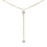 .05ct G SI 14K Yellow Gold Diamond & Aquamarine Gemstone Dangling Pendant Necklace 16" +2" EXT