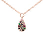 .12ct G SI 14K Rose Gold Multi Color Gemstone Pendant Necklace 16" +2" EXT