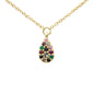 .12ct G SI 14K Yellow Gold Multi Color Gemstone Pendant Necklace 16" +2" EXT