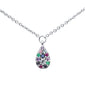 .12ct G SI 14K White Gold Multi Color Gemstone Pendant Necklace 16" +2" EXT