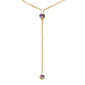 .07ct G SI 14K Yellow Gold Pink Sapphire Gemstone Dangling Pendant Necklace 16" +2" EXT