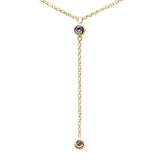 .07ct G SI 14K Yellow Gold Pink Sapphire Gemstone Dangling Pendant Necklace 16" +2" EXT