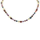 36.50ct G SI 14K Yellow Gold Multi Color Gemstones Pendant Necklace 16+2" EXT