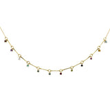  .73ct G SI 14K Yellow Gold Diamond & Multi Color Gemstone Pendant Necklace 16" +2" EXT
