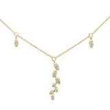 <span style="color:purple">SPECIAL!</span> .20ct G SI 14K Yellow Gold Diamond Olive Branch Pendant Necklace 16" +2" EXT