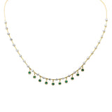 </span> 2.25ct G SI 14K Yellow Gold Diamond & Emerald Gemstone Bar Pendant Necklace 16" +2" EXT