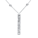 .46ct G SI 14K White Gold Diamond Bar Pendant Necklace 14" +2" EXT