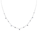 .36ct G SI 14K White Gold Diamond & Blue Sapphire Pendant Necklace 16" +2" EXT