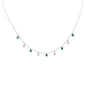 <span style="color:purple">SPECIAL!</span> .91ct G SI 14K White Gold Diamond Emerald Gemstone Dangling Pendant Necklace 16" + 2" EXT