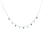 <span style="color:purple">SPECIAL!</span> .91ct G SI 14K White Gold Diamond & Emerald Gemstone Dangling Pendant Necklace 16" + 2" EXT