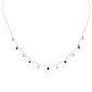 <span style="color:purple">SPECIAL!</span> 1.16ct G SI 14K White Gold Diamond & Blue Sapphire Pendant Necklace 16"+2" EXT