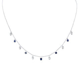 1.16ct G SI 14K White Gold Diamond & Blue Sapphire Pendant Necklace 16"+2" EXT