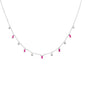 <span style="color:purple">SPECIAL!</span> .79ct G SI 14K White Gold Diamond & Ruby Gemstone Pendant Necklace 16" +2" EXT