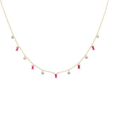 .77ct G SI 14K Yellow Gold Diamond & Ruby Gemstone Pendant Necklace 16" +2" EXT