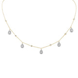 .75ct G SI 14K Yellow Gold Diamond Round & Baguette Pear Shaped Pendant Necklace 14" +2" EXT