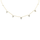 1.00ct G SI 14K Yellow Gold Diamond Round & Baguette Leaf Pendant Necklace 16" +2" EXT