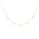 .26ct G SI 14K Yellow Gold Diamond Horseshoe Pendant Necklace 14" +2" EXT