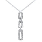 .13ct G SI 14K White Gold Diamond Link Dangling Pendant Necklace 18" Long