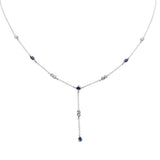 <span>GEMSTONE CLOSEOUT! </span> .98ct G SI 14K White Gold Diamond & Blue Sapphire Gemstone Drop Pendant Necklace 16" + 2" EXT