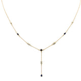 .91ct G SI 14K Yellow Gold Diamond & Blue Sapphire Gemstone Drop Pendant Necklace 16" + 2" EXT