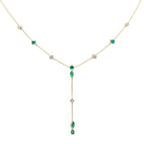 .93ct G SI 14K Yellow Gold Diamond & Emerald Gemstone Dangling Pendant Necklace 16" + 2" EXT