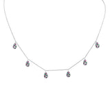 .70ct G SI 14K White Gold Multi Color Gemstone Pendant Necklace 16" + 2" EXT