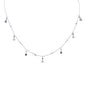 <span style="color:purple">SPECIAL!</span> 1.33ct G SI 14K White Gold Diamond & Blue Sapphire Gemstone Dangling Pendant Necklace 16" + 2" EXT