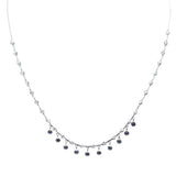 <span>GEMSTONE CLOSEOUT! </span>  2.36ct G SI 14K White Gold Diamond & Blue Sapphire Gemstone Dangling Pendant Necklace 16" + 2" EXT