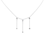 .16ct G SI 14K White Gold Diamond Bezel Drop Pendant Necklace 16" + 2" Ext