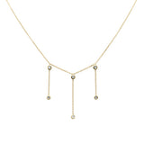 .17ct G SI 14K Yellow Gold Diamond Dangling Bezel Pendant Necklace 16" + 2" Ext
