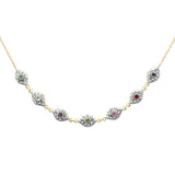  .46ct G SI 14K Yellow Gold Diamond & Multi Color Gemstones Pendant Necklace 16 + 2" Long