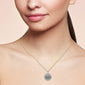 <span style="color:purple">SPECIAL!</span> .49ct G SI 14K Yellow Gold Diamond & Blue Sapphire Gemstones Round Evil Eye Pendant Necklace 18" Long