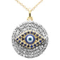 <span style="color:purple">SPECIAL!</span> .50ct G SI 14K Yellow Gold Diamond Blue Sapphire Gemstones Pendant Necklace 16 + 2" Long