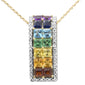<span>GEMSTONE CLOSEOUT! </span> 2.87ct G SI 14K Yellow Gold Diamond & Multi Color Gemstones Pendant Necklace 16 + 2" Long
