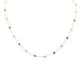 .80ct G SI 14K Yellow Gold Diamond & Emerald Clover Gemstones Pendant Necklace 16 + 2" Long